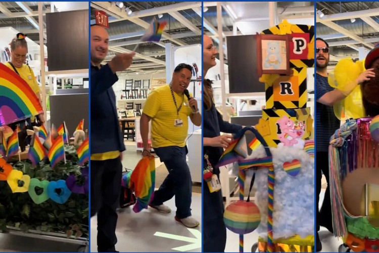 Ikea-vestiging scoort een viral hit op TikTok met Pride Parade vol unicorns, regenbogen en een verklede filiaalhouder