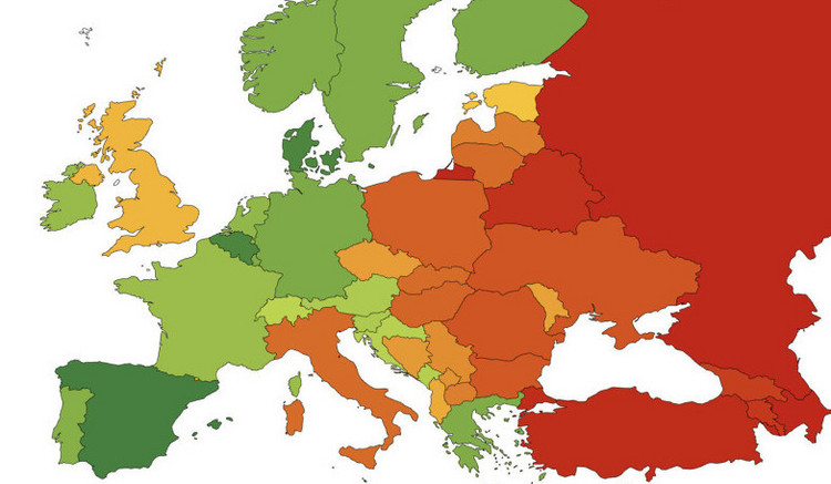 Spanje bovenaan de lijst met 49 Europese landen van de Rainbow Map, Nederland staat op nummer 13